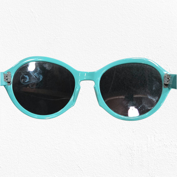1960s Vintage Aqua Blue Mod Sunglasses Riveted Round Frame Retro Mod Eyewear - Picture 11 of 14